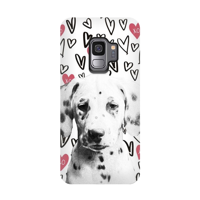 Galaxy S9 StrongFit Cute Dalmatian and hearts Valentine's day by Oana 