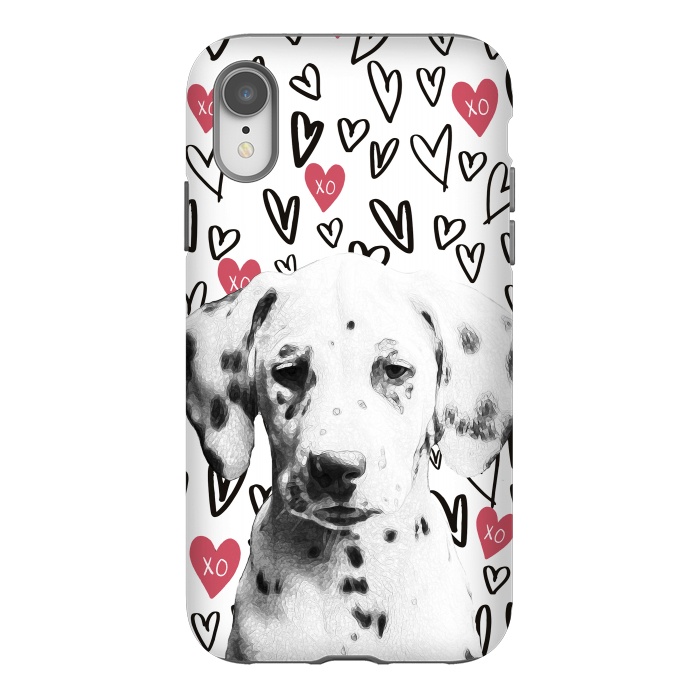 iPhone Xr StrongFit Cute Dalmatian and hearts Valentine's day by Oana 