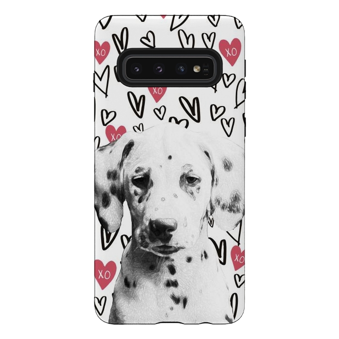 Galaxy S10 StrongFit Cute Dalmatian and hearts Valentine's day by Oana 