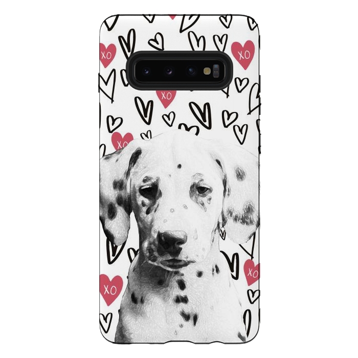 Galaxy S10 plus StrongFit Cute Dalmatian and hearts Valentine's day by Oana 