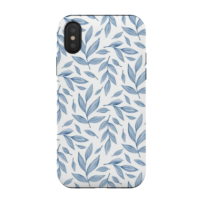 iPhone Xs / X StrongFit blue leaves by Alena Ganzhela