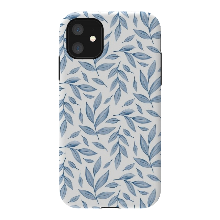 iPhone 11 StrongFit blue leaves by Alena Ganzhela