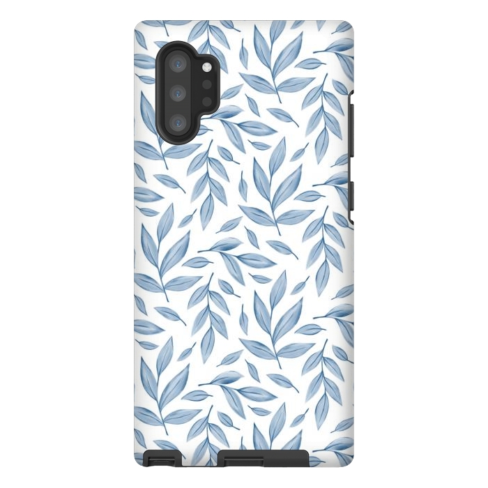 Galaxy Note 10 plus StrongFit blue leaves by Alena Ganzhela