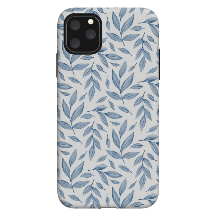 iPhone 11 Pro Max StrongFit blue leaves by Alena Ganzhela