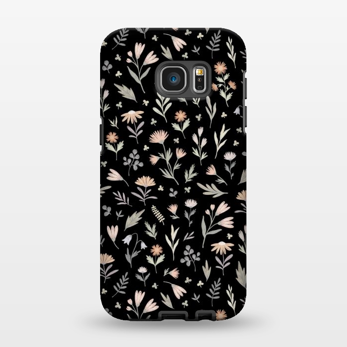 Galaxy S7 EDGE StrongFit gentle flora on a black by Alena Ganzhela