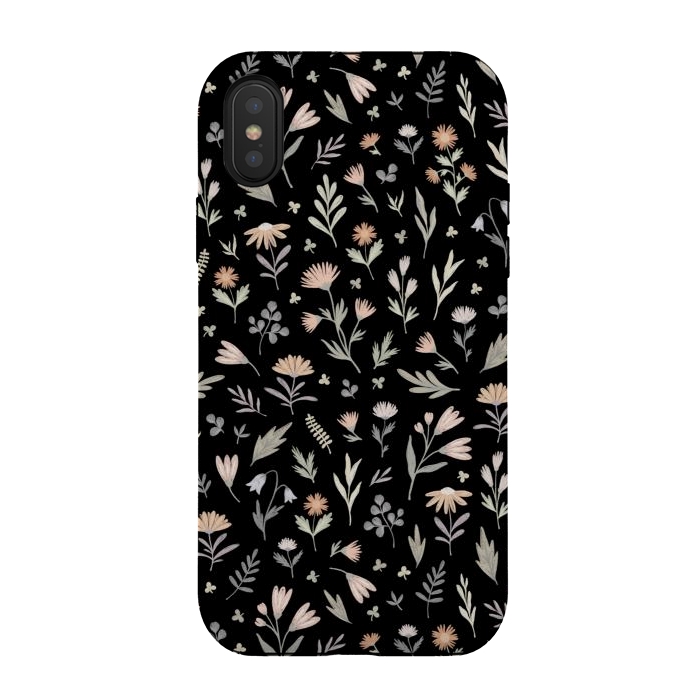 iPhone Xs / X StrongFit gentle flora on a black by Alena Ganzhela