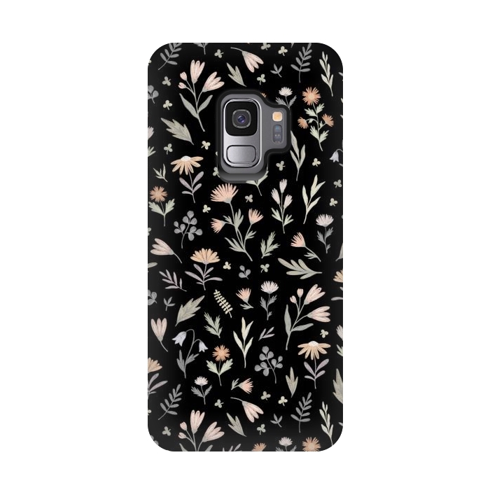 Galaxy S9 StrongFit gentle flora on a black by Alena Ganzhela