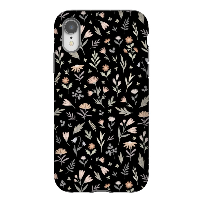 iPhone Xr StrongFit gentle flora on a black by Alena Ganzhela