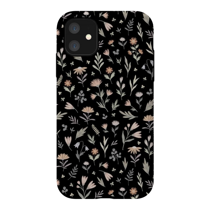 iPhone 11 StrongFit gentle flora on a black by Alena Ganzhela