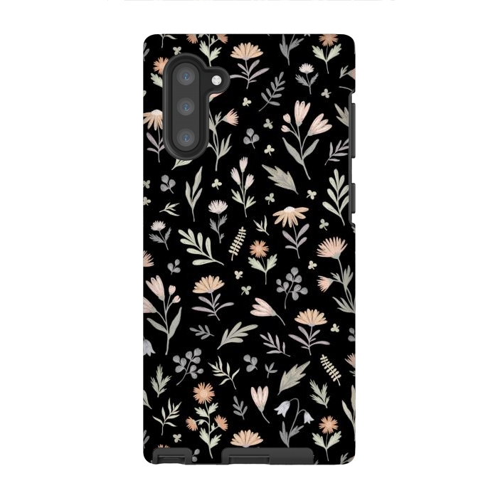 Galaxy Note 10 StrongFit gentle flora on a black by Alena Ganzhela