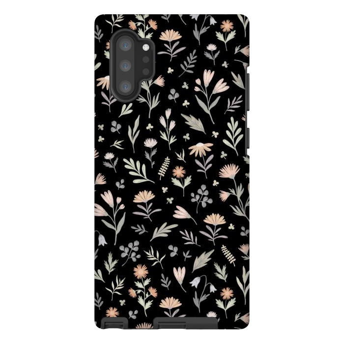 Galaxy Note 10 plus StrongFit gentle flora on a black by Alena Ganzhela