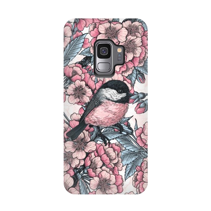 Galaxy S9 StrongFit Chickadee garden by Katerina Kirilova