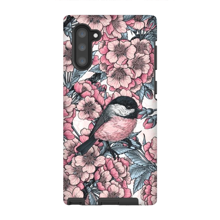 Galaxy Note 10 StrongFit Chickadee garden by Katerina Kirilova