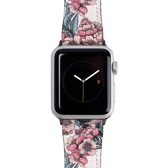 Watch 38mm / 40mm Strap PU leather Chickadee garden 2 by Katerina Kirilova