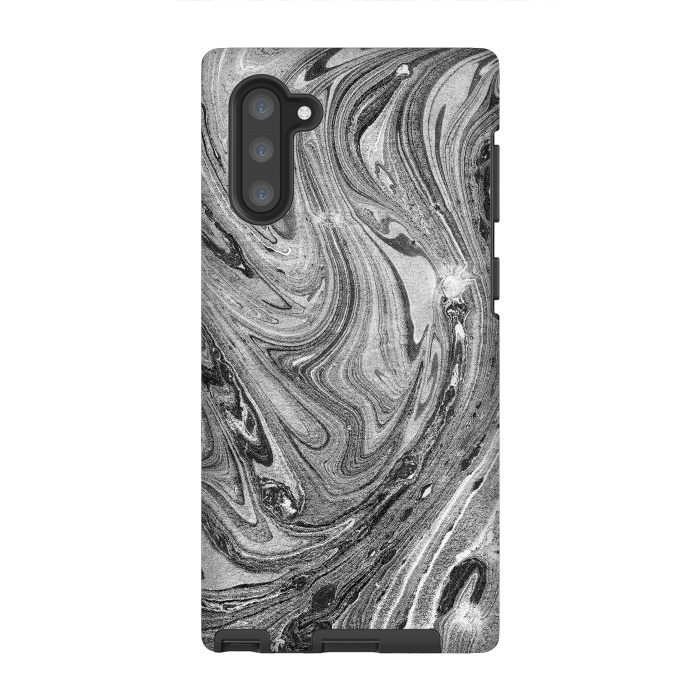 Galaxy Note 10 StrongFit Dark grey marble swirl by Oana 