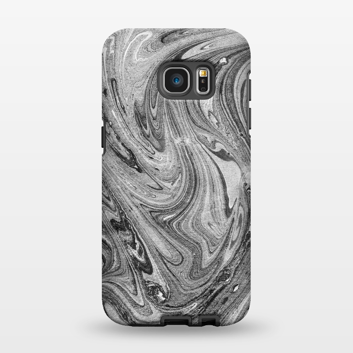 Galaxy S7 EDGE StrongFit Dark grey marble swirl by Oana 