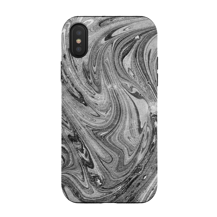 iPhone Xs / X StrongFit Dark grey marble swirl by Oana 