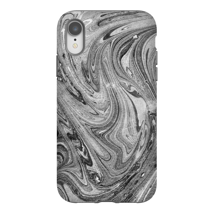 iPhone Xr StrongFit Dark grey marble swirl by Oana 