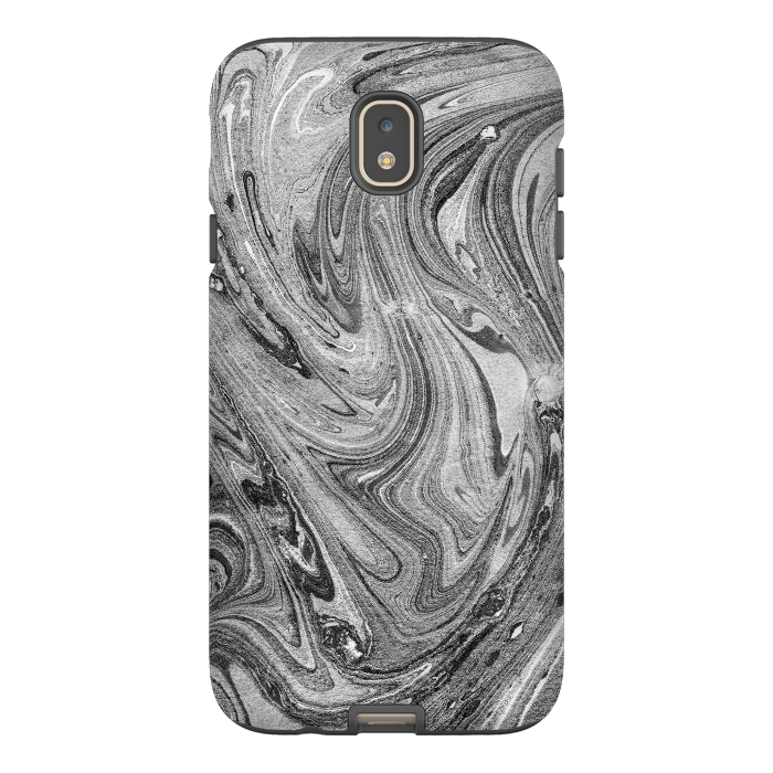 Galaxy J7 StrongFit Dark grey marble swirl by Oana 