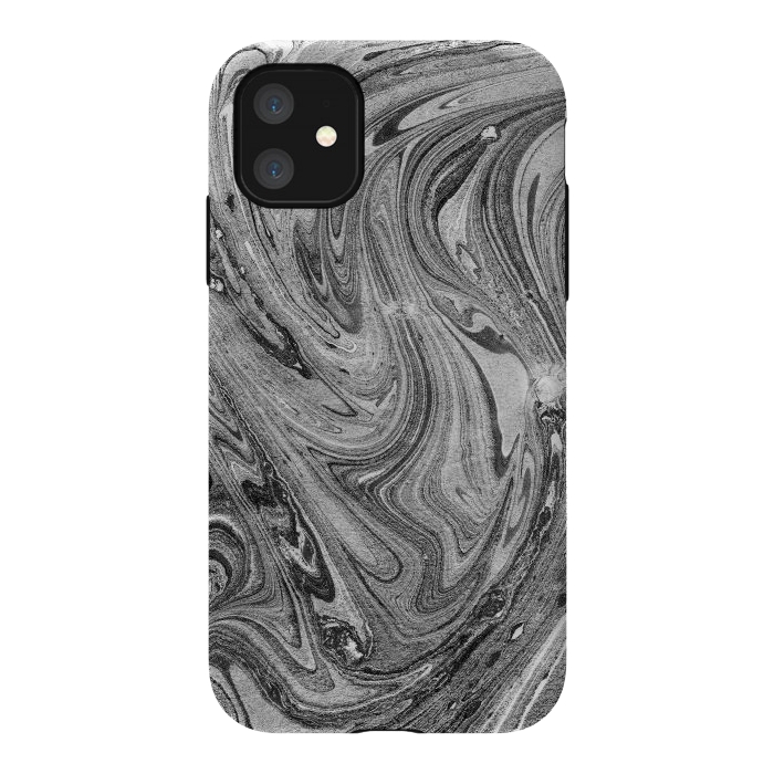 iPhone 11 StrongFit Dark grey marble swirl by Oana 