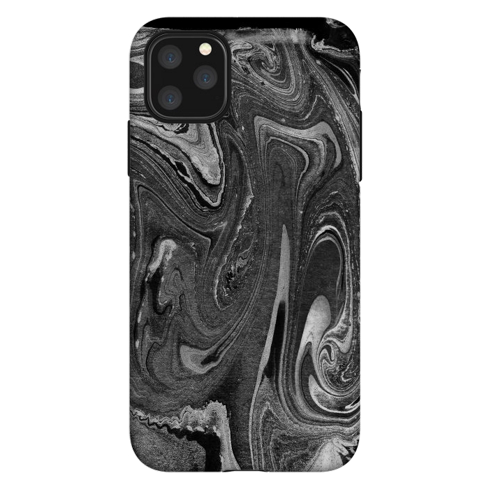 iPhone 11 Pro Max StrongFit black grey liquid marble by Oana 