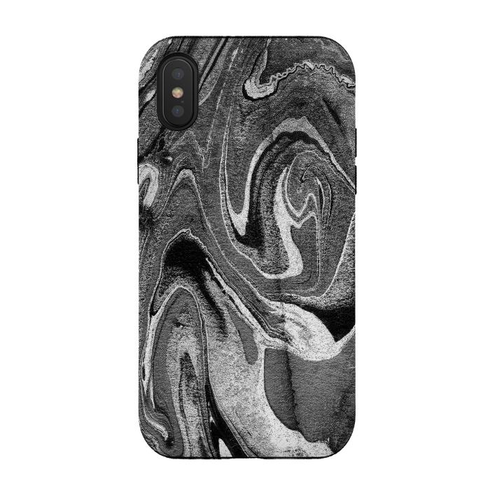 iPhone Xs / X StrongFit black grey liquid marble by Oana 