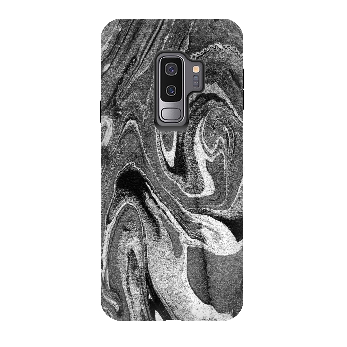 Galaxy S9 plus StrongFit black grey liquid marble by Oana 