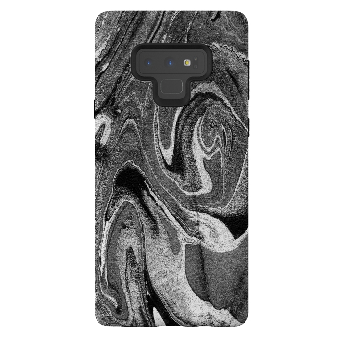Galaxy Note 9 StrongFit black grey liquid marble by Oana 