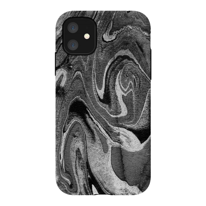 iPhone 11 StrongFit black grey liquid marble by Oana 