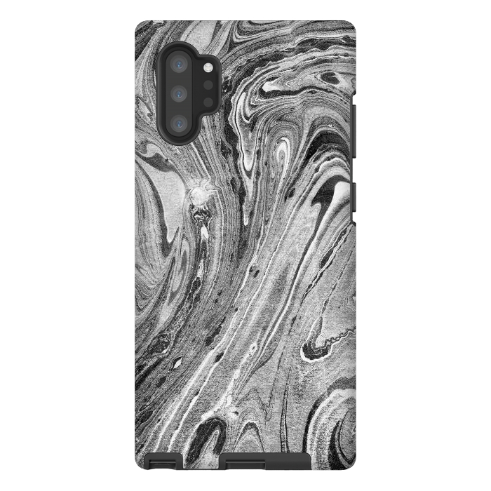 Galaxy Note 10 plus StrongFit Monochrome liquid marble art swirls by Oana 
