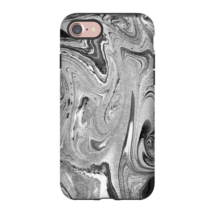 iPhone 7 StrongFit Monochrome liquid marble art swirls by Oana 