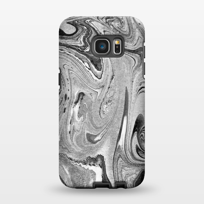 Galaxy S7 EDGE StrongFit Monochrome liquid marble art swirls by Oana 