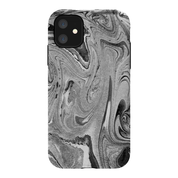 iPhone 11 StrongFit Monochrome liquid marble art swirls by Oana 