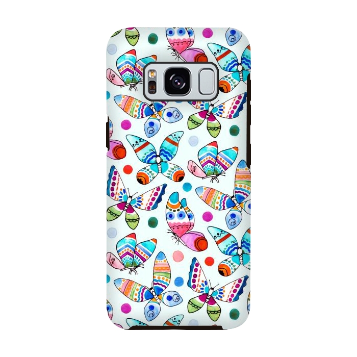 Galaxy S8 StrongFit Jewel Tone Watercolor Butterflies  by Tigatiga