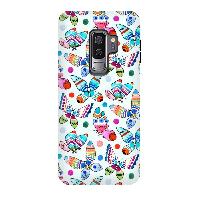 Galaxy S9 plus StrongFit Jewel Tone Watercolor Butterflies  by Tigatiga