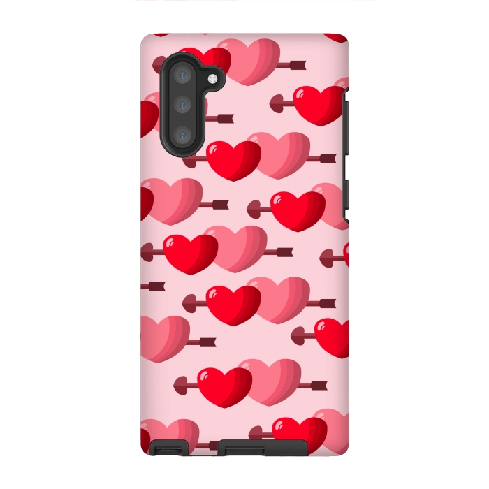 Galaxy Note 10 StrongFit pink red hearts pattern by MALLIKA