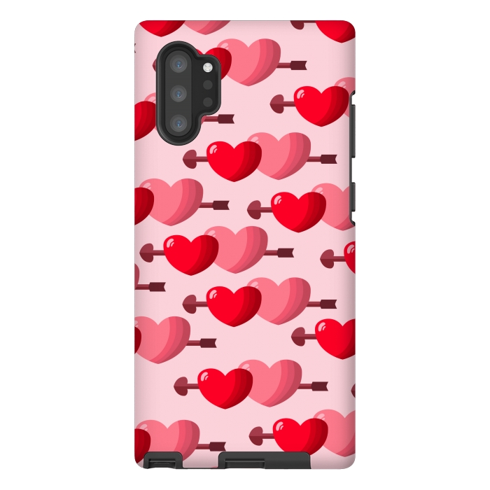 Galaxy Note 10 plus StrongFit pink red hearts pattern by MALLIKA