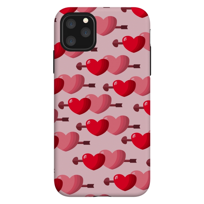 iPhone 11 Pro Max StrongFit pink red hearts pattern by MALLIKA