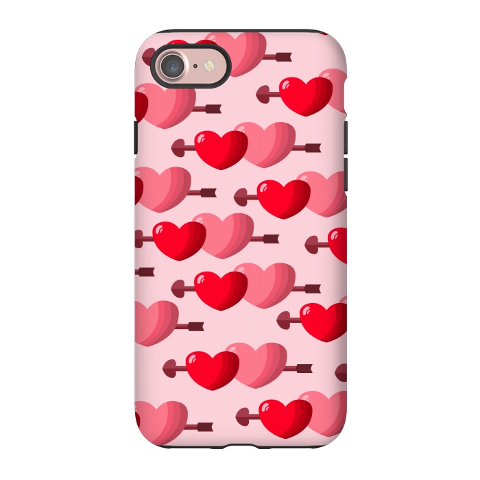 iPhone 7 StrongFit pink red hearts pattern by MALLIKA