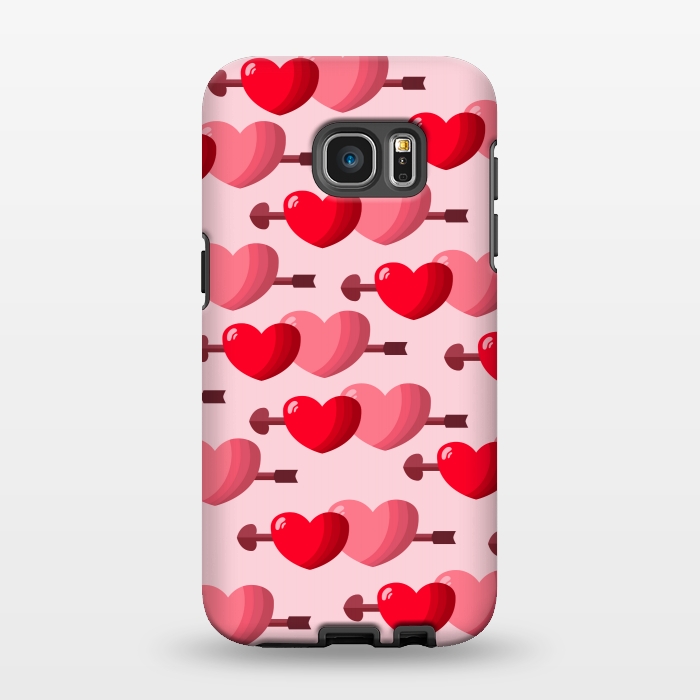 Galaxy S7 EDGE StrongFit pink red hearts pattern by MALLIKA