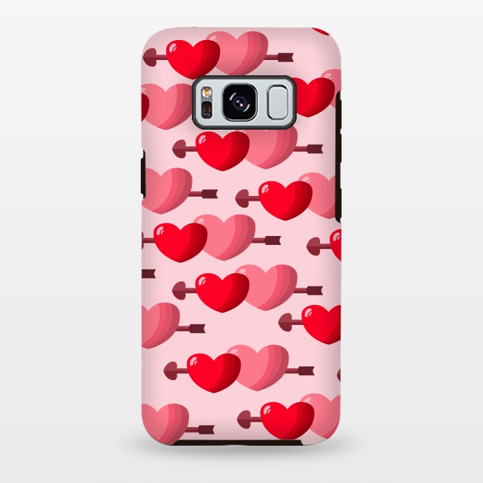 Galaxy S8 plus StrongFit pink red hearts pattern by MALLIKA