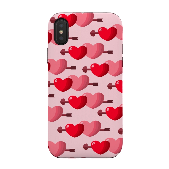 iPhone Xs / X StrongFit pink red hearts pattern by MALLIKA