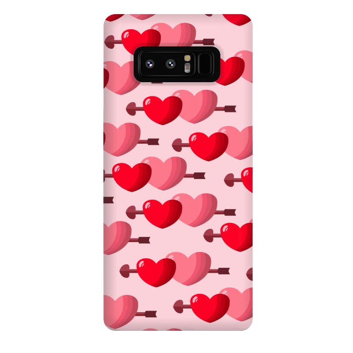 Galaxy Note 8 StrongFit pink red hearts pattern by MALLIKA