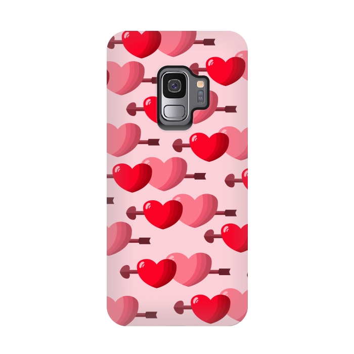 Galaxy S9 StrongFit pink red hearts pattern by MALLIKA