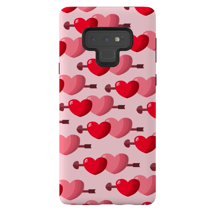 Galaxy Note 9 StrongFit pink red hearts pattern by MALLIKA