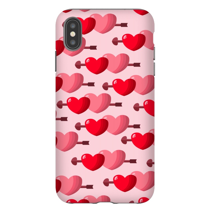 iPhone Xs Max StrongFit pink red hearts pattern by MALLIKA