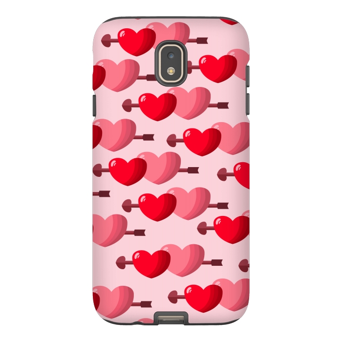 Galaxy J7 StrongFit pink red hearts pattern by MALLIKA
