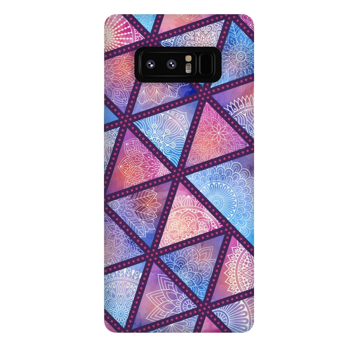 Galaxy Note 8 StrongFit triangle mandala pattern blue pink by MALLIKA