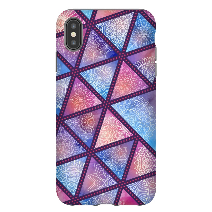 iPhone Xs Max StrongFit triangle mandala pattern blue pink by MALLIKA