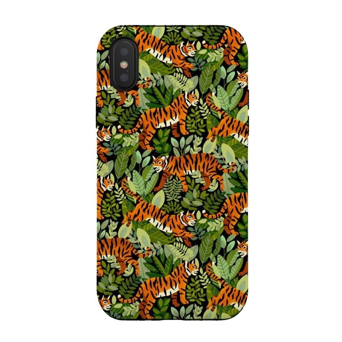 iPhone Xs / X StrongFit Bangel Tiger Jungle  by Tigatiga